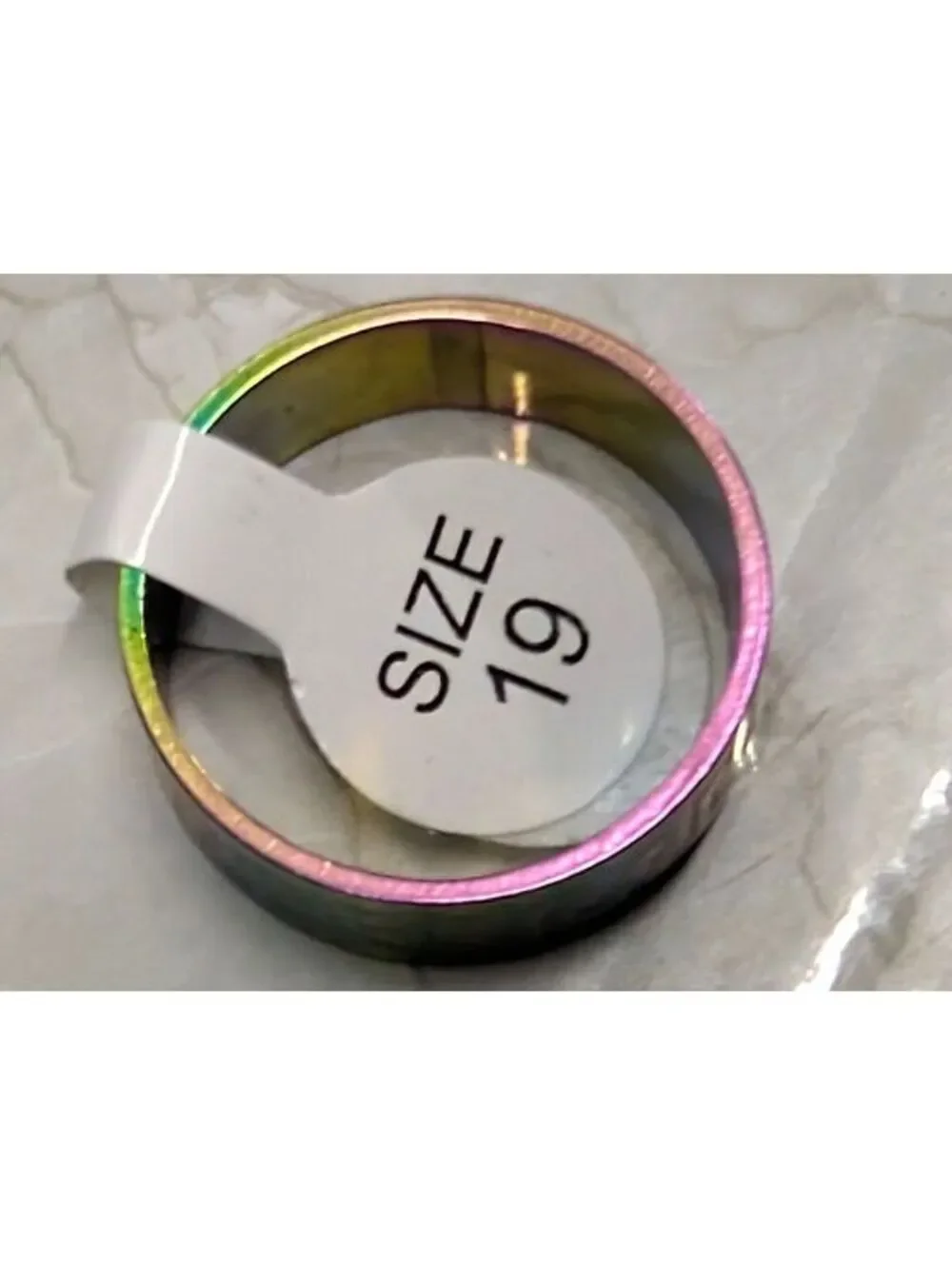 New Stainless Steel Ring PLus Size 9 Rainbow Greek Key Multicolor Band Boho